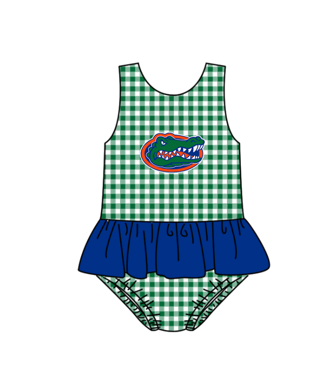 Custom moq 5 mix size milk silk summer teams Baby Girl Green Two-Piece Swimsuit Set One Piece Swimsuits Boys Swim Trunks