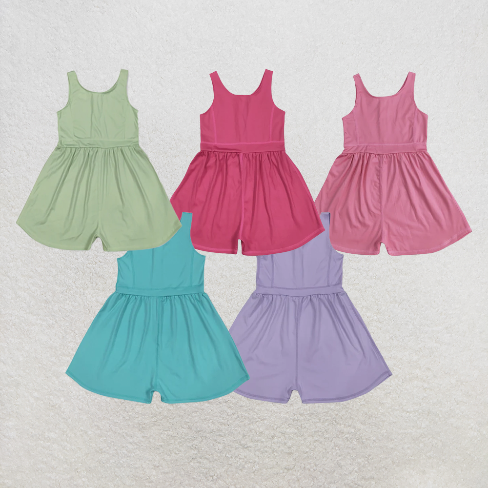 RTS NO MOQ Sibling Baby Girls Lavender Sleeveless Yoga Jumpsuits