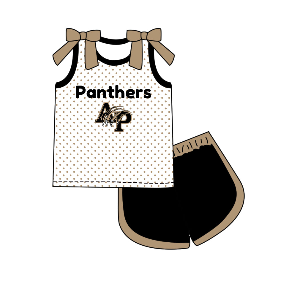 Custom moq 5 mix size milk silk summer teams Girls Brown Polka Dot Top Shorts Set Top Skirt Short Set Zipper Pullover Jogger Pants Set Pullover Tops