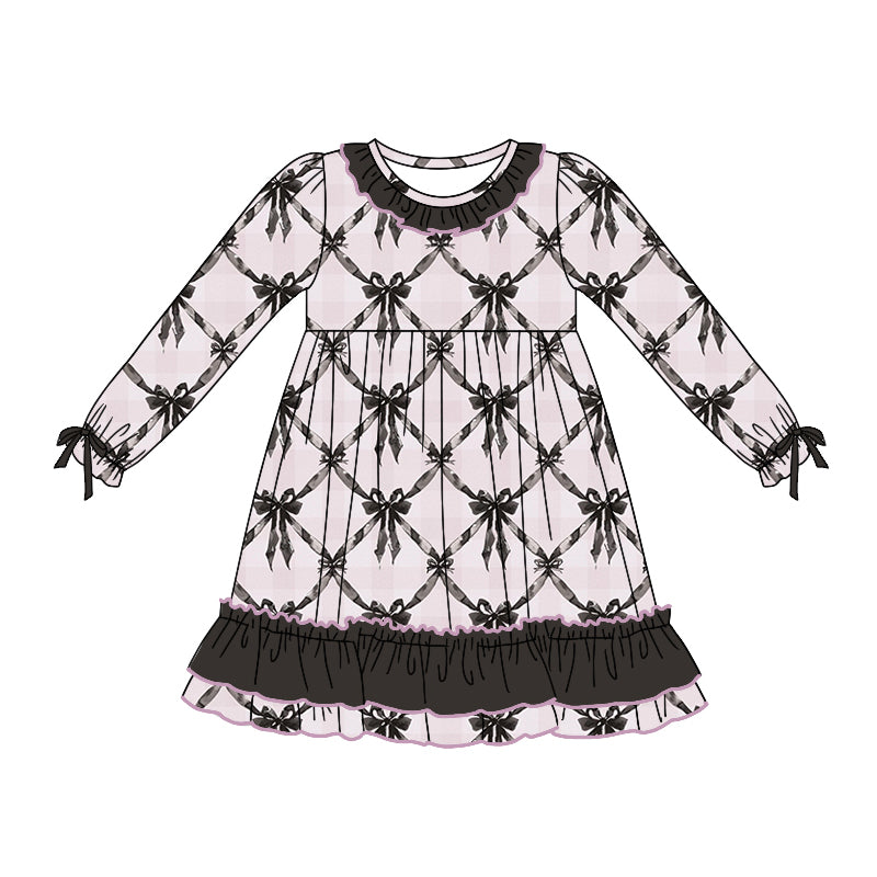 8.14 custom each style moq 5eta 4-6week Sibling Sister black bow baby girl sets and dress and rompers match family design