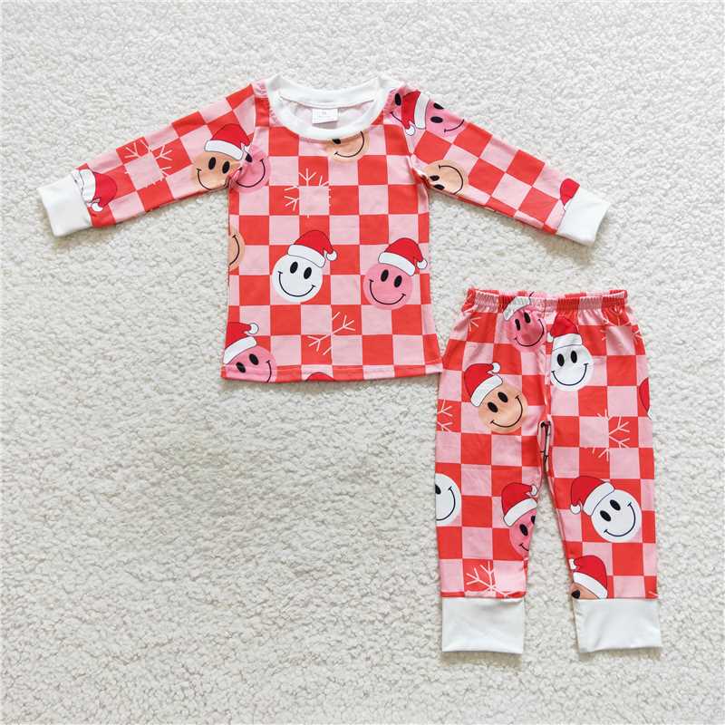 Baby Girls boys Christmas style snowman hot cocoa Christmas style snowman hot cocoa Christmas smiley face printed green and white plaid red and pink plaid Family siblings set
