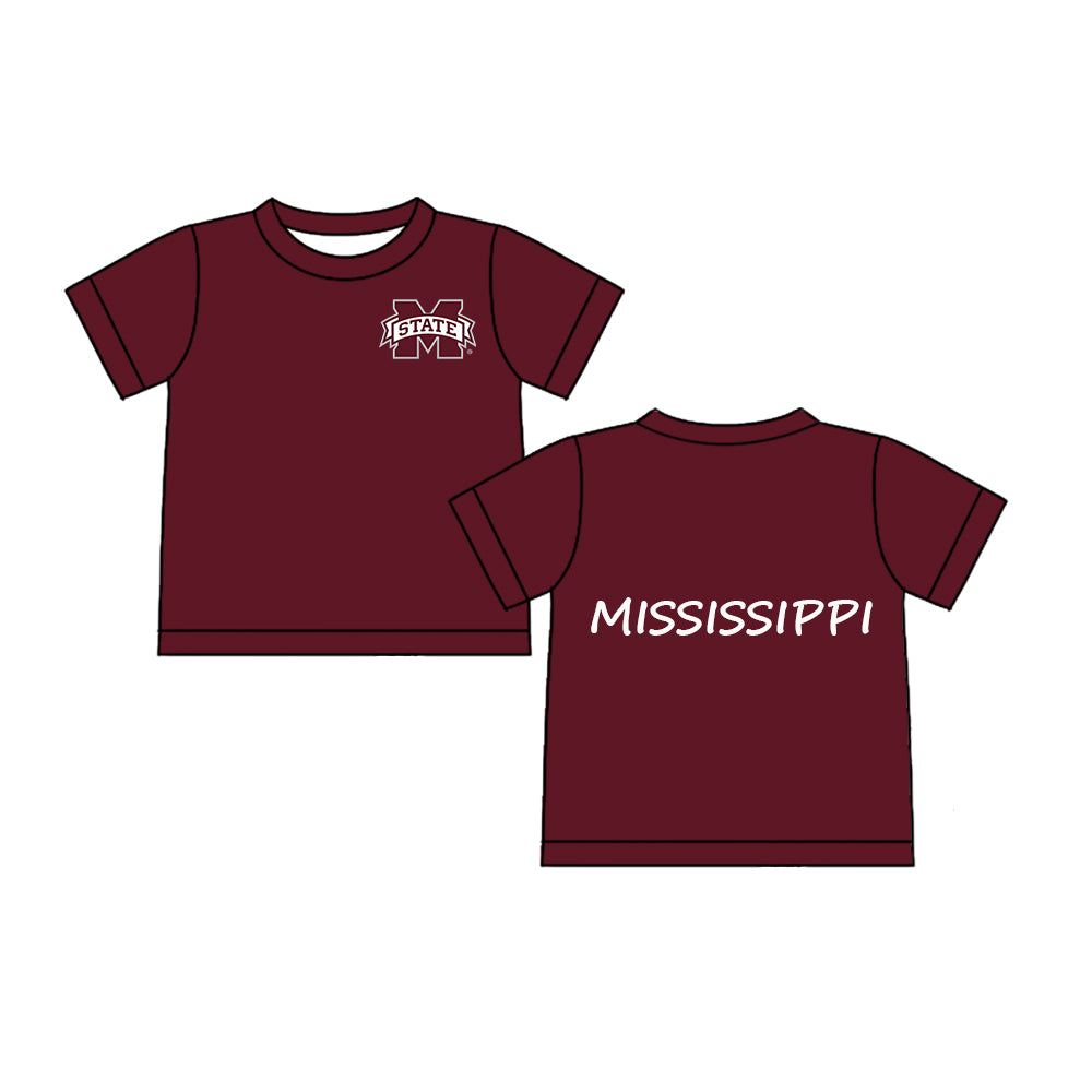 Custom moq 5 mix sizes summer teams baby girls clothes team brick red short sleeve shorts skirts sets dress top-25.5.9