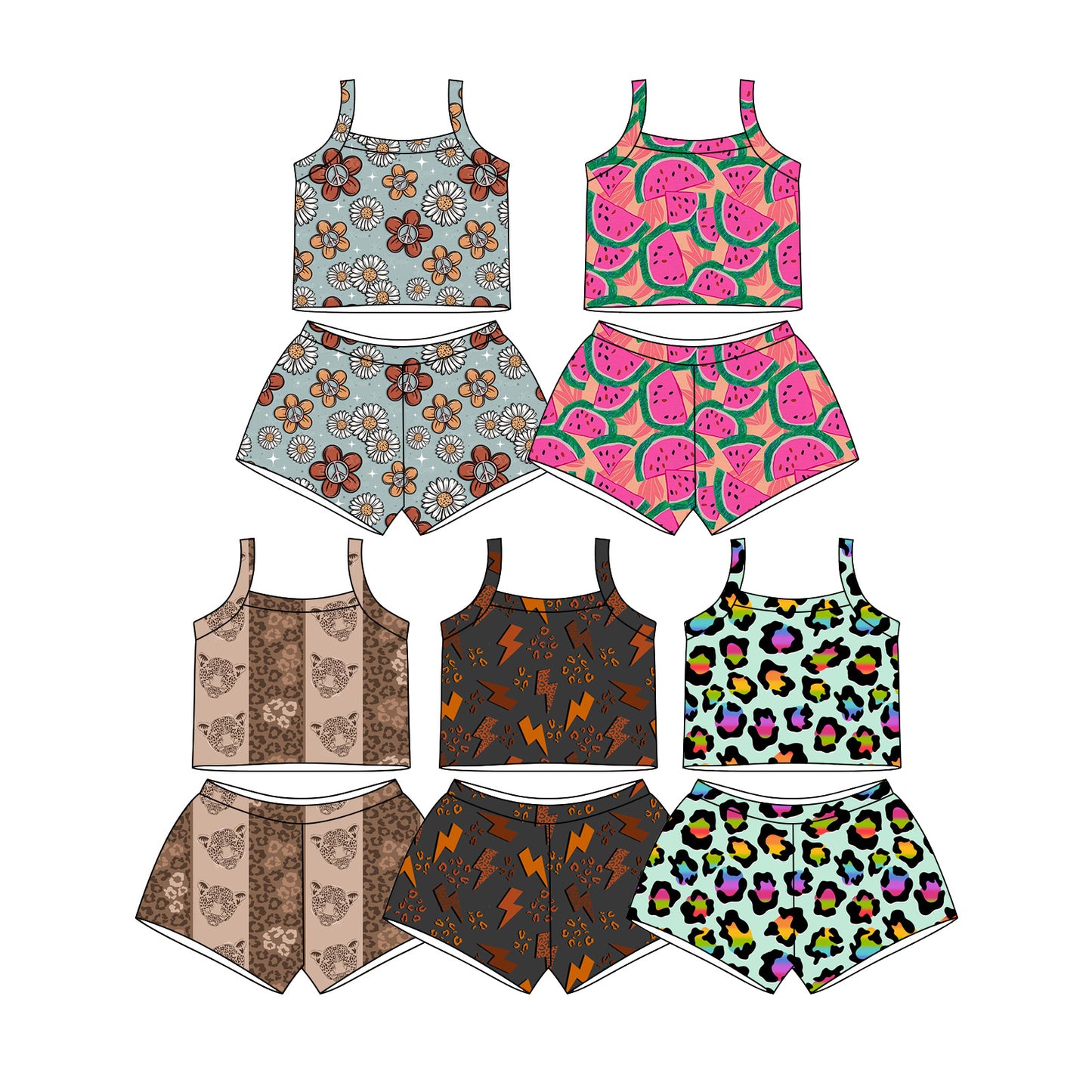 3.9 Custom moq 5 mix size Sibling Kids' Sleeveless Top And Shorts Set Summer Outfit