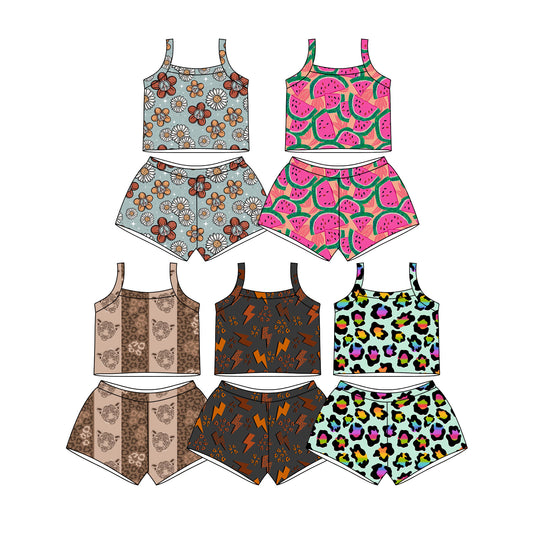 3.9 Custom moq 5 mix size Sibling Kids' Sleeveless Top And Shorts Set Summer Outfit