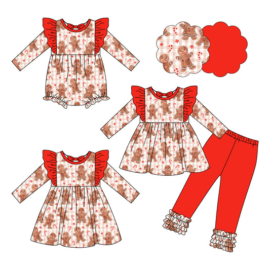 25.6.11 custom each style moq 5eta 4-6week Sibling Sisters Christmas baby girl long sleeve pants sets and dress and rompers match family design