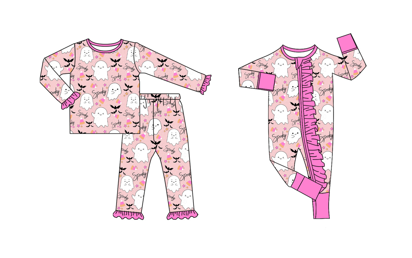 25.7.24 custom each style moq 5eta 4-6week Sibling Sister ghost baby girl long sleeve pants sets and rompers match family design