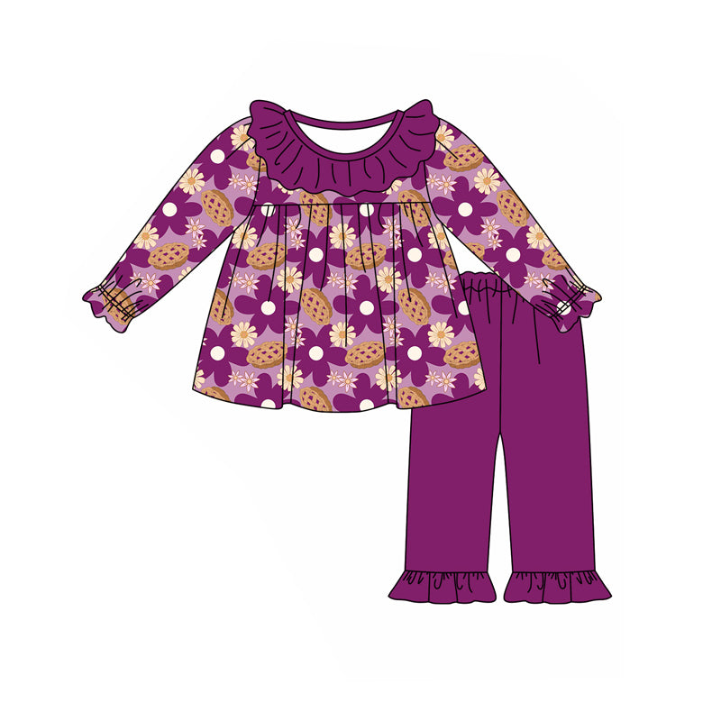 9.10 custom each style moq 5eta 4-6week Sibling Sister floral purple baby girl sets and dress and rompers match family design