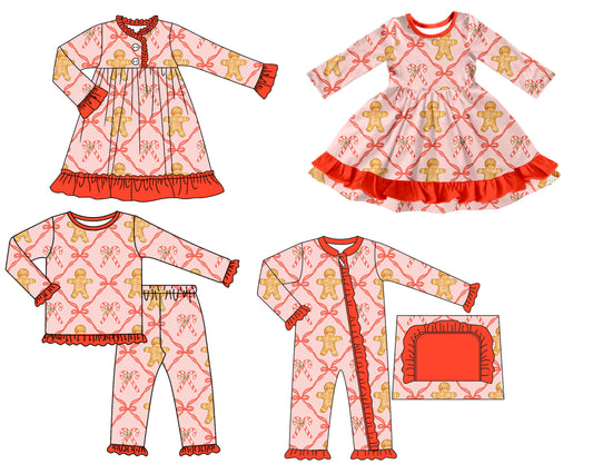 25.7.28 custom each style moq 5 eta 4-6week Sibling Sisters Christmas baby girl long sleeve pants sets and romper and dress 1 and dress 2 match family design