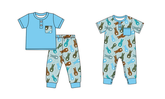 25.9.26 custom each style moq 8 eta 6-8week Sibling Sisters bunny baby boy clothes short sleeve pants sets and romper match family design