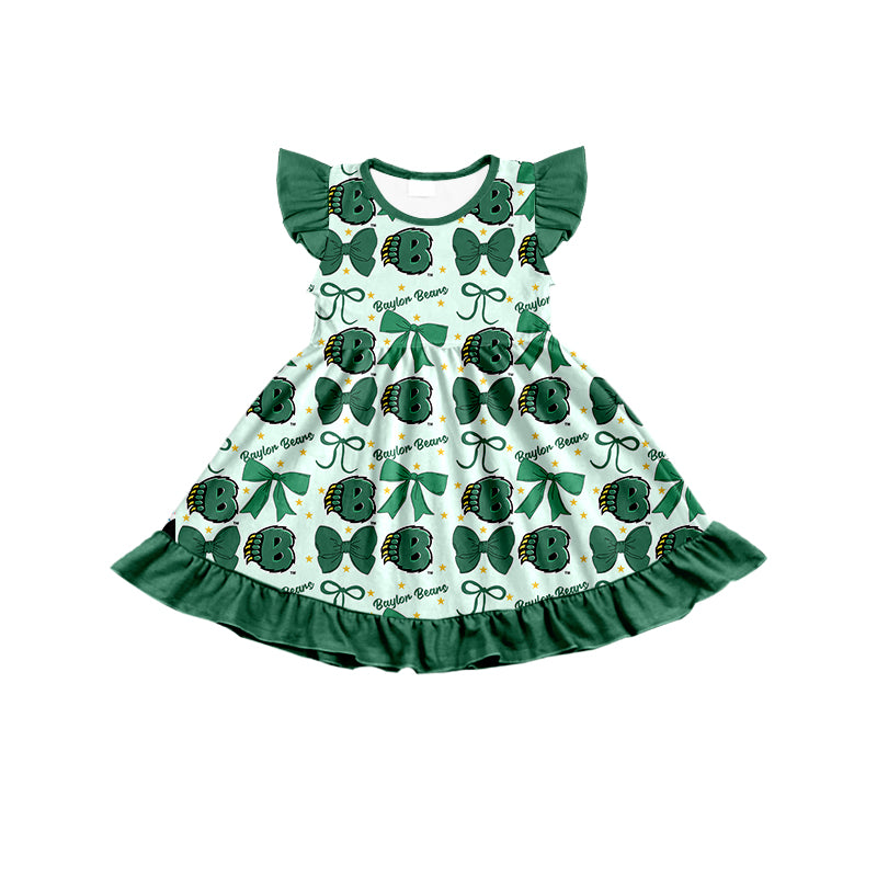 Custom moq 5 mix size milk silk summer teams baby girls clothes team bow green sleeveless skirts sets and dress 1 and dress 2 and top-25.6.21