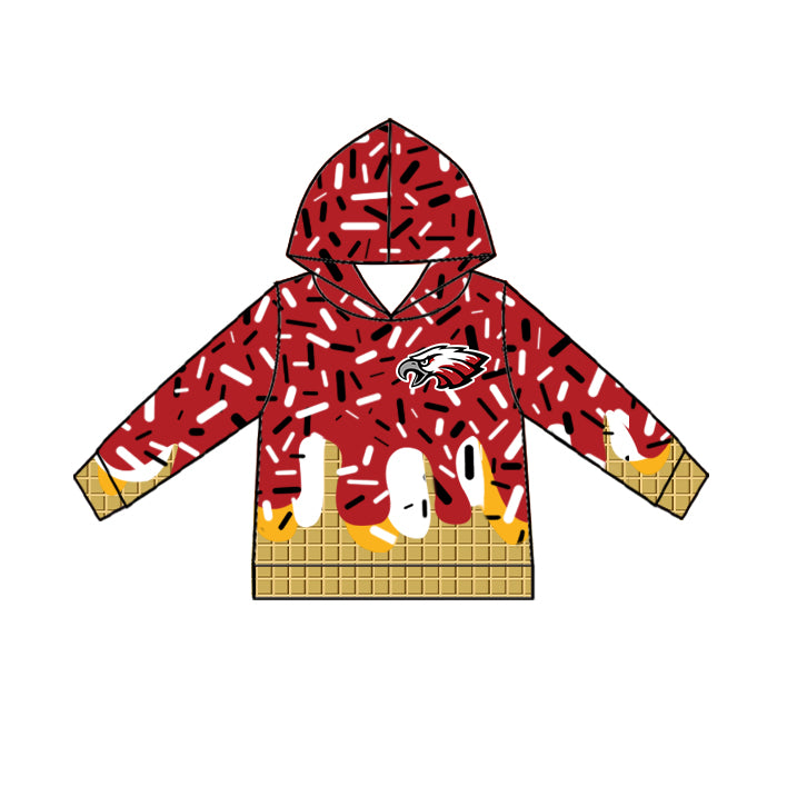 Custom moq 5 mix size milk silk baby girls clothes team bow red hooded long sleeve tops and shorts-25.7.18