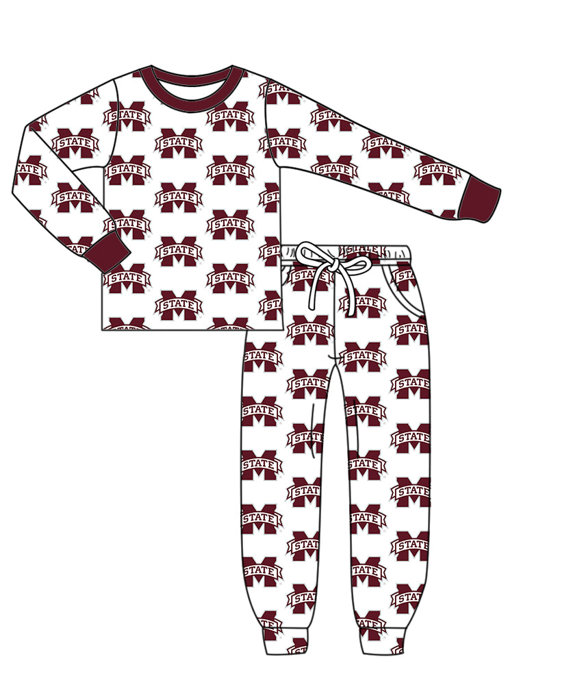 Custom moq 5 mix size milk silk summer teams baby girls clothes camouflage brick red hooded long sleeve pants sets 2 and boy pants sets and pant-25.8.7