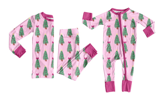 25.8.23 custom each style moq 5eta 4-6week Sibling Sisters Christmas trees bow baby girl long sleeve pants sets and romper match family design
