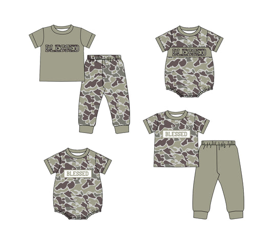 25.9.30 custom each style moq 8 eta 6-8week Sibling Sister BLESSED baby short sleeve pants sets 2 and romper 2 match design