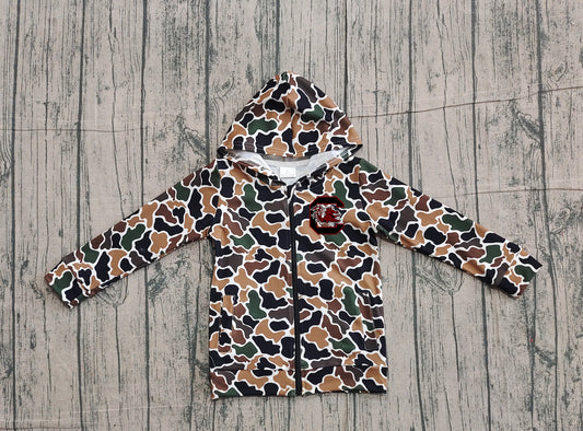 Custom moq 5 mix size milk silk baby boys clothes team summer camouflage zipper hooded long sleeve top-25.11.22