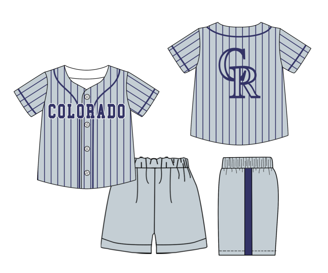 Custom moq 3 or 5 mix size milk silk summer teams baby boy clothes gray short sleeve shorts sets-26.1.20