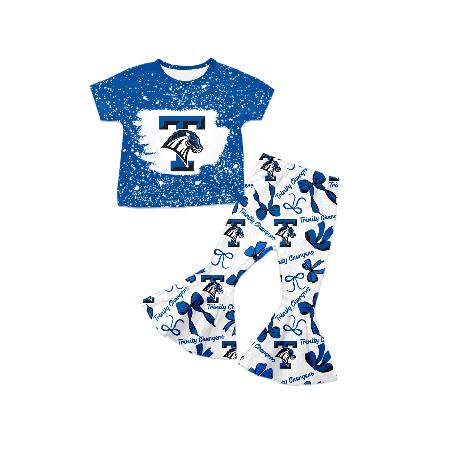 Custom moq 5 mix size milk silk summer teams baby girls clothes bow blue short sleeve pants sets and hooded long sleeve pants sets-25.7.25