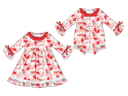 25.5.19 custom each style moq 5eta 4-6week Sibling Sisters Christmas baby girl long sleeve dress and rompers match family design