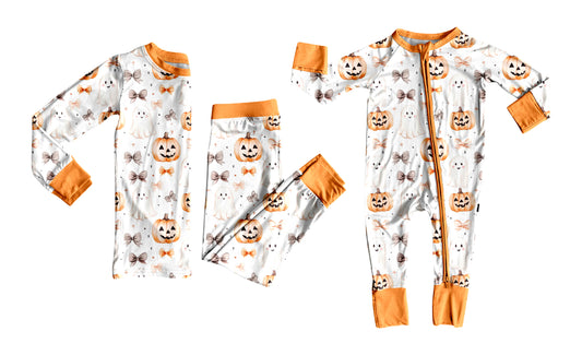 25.7.1 custom each style moq 5eta 4-6week Sibling Sisters pumpkin bow baby boy long sleeve pants sets and rompers match family design