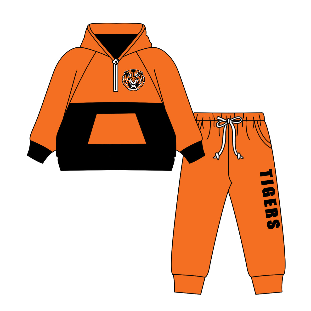 Custom moq 5 mix size milk silk summer teams baby girls clothes bow orange hooded long sleeve pants sets and boy sets and dress and hooded top and pant-25.8.16