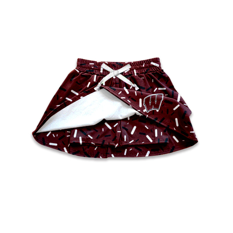 Custom moq 5 mix size milk silk baby girls clothes team brick red hooded long sleeve tops and skirt and dress and shorts 1 and shorts 2-25.7.3