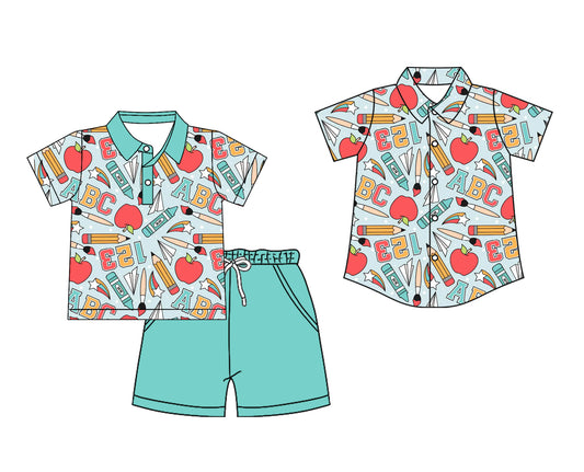 26.1.24 custom each style moq 5 eta 6-8 week Sibling Sister pencil baby boy short sleeve shorts sets and top match family design