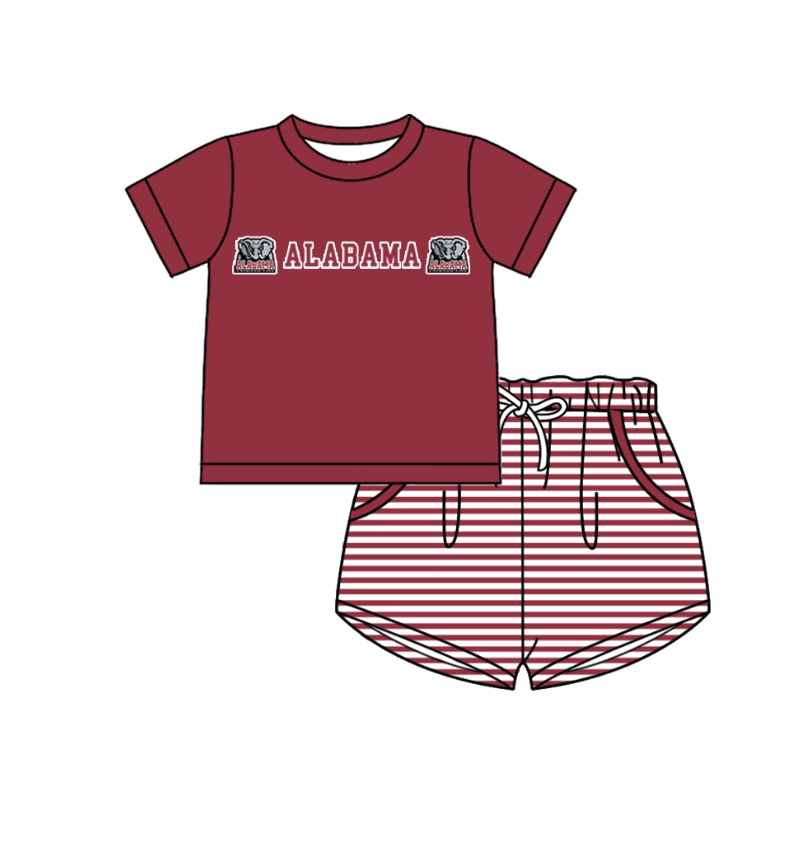 Custom moq 5 mix size milk silk summer teams Boys Short Sleeve Top Red Striped Shorts Set With Matching Romper Girls Flutter Sleeve Polka Dot Dress Romper