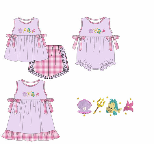 3.25 custom each style moq 5eta 4-6week Sibling Sisters baby girl short sleeve shorts sets and dress and rompers match family design