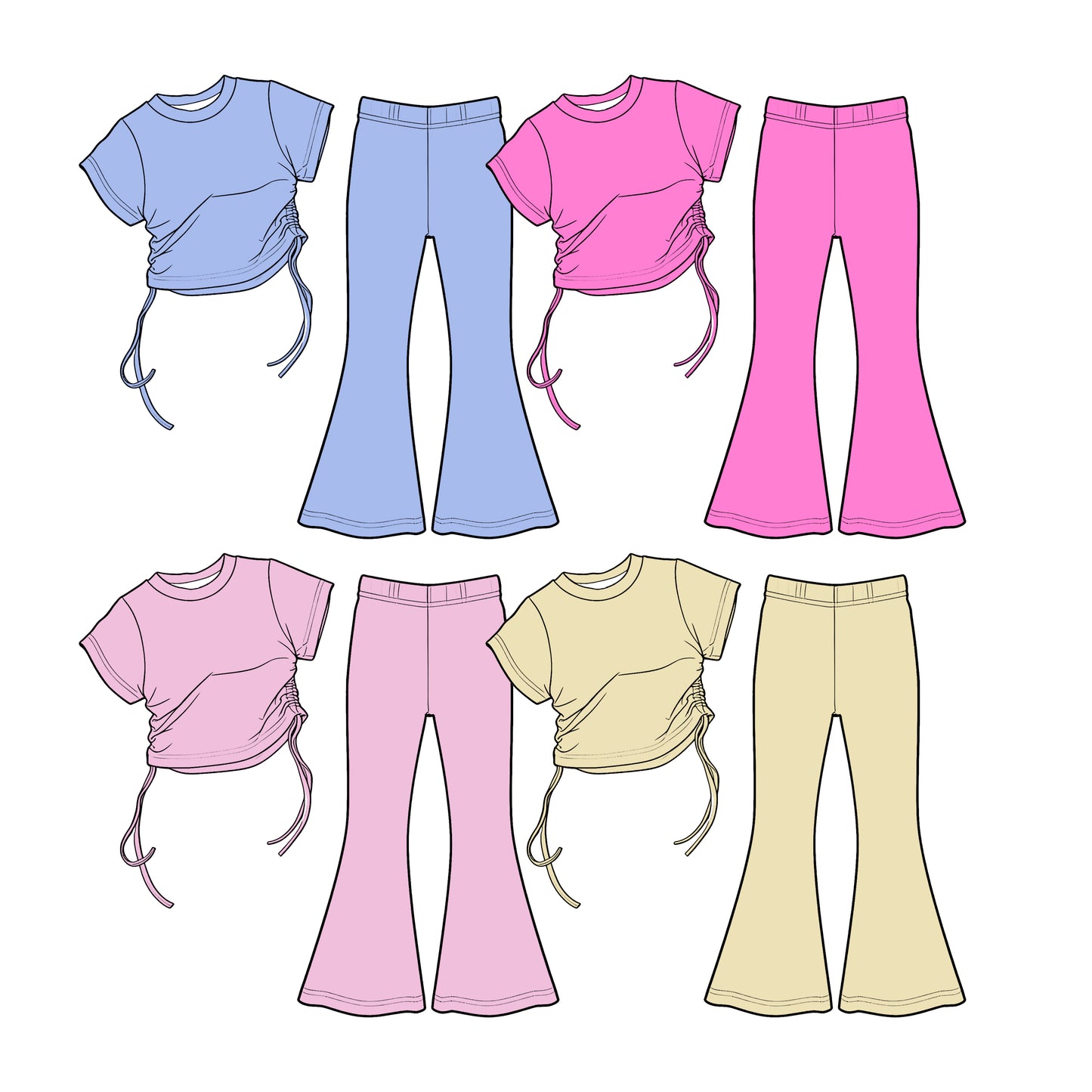 25.12.26 custom each style moq 5 eta 6-8week Sibling Sister baby short sleeve pants sets 4 match design