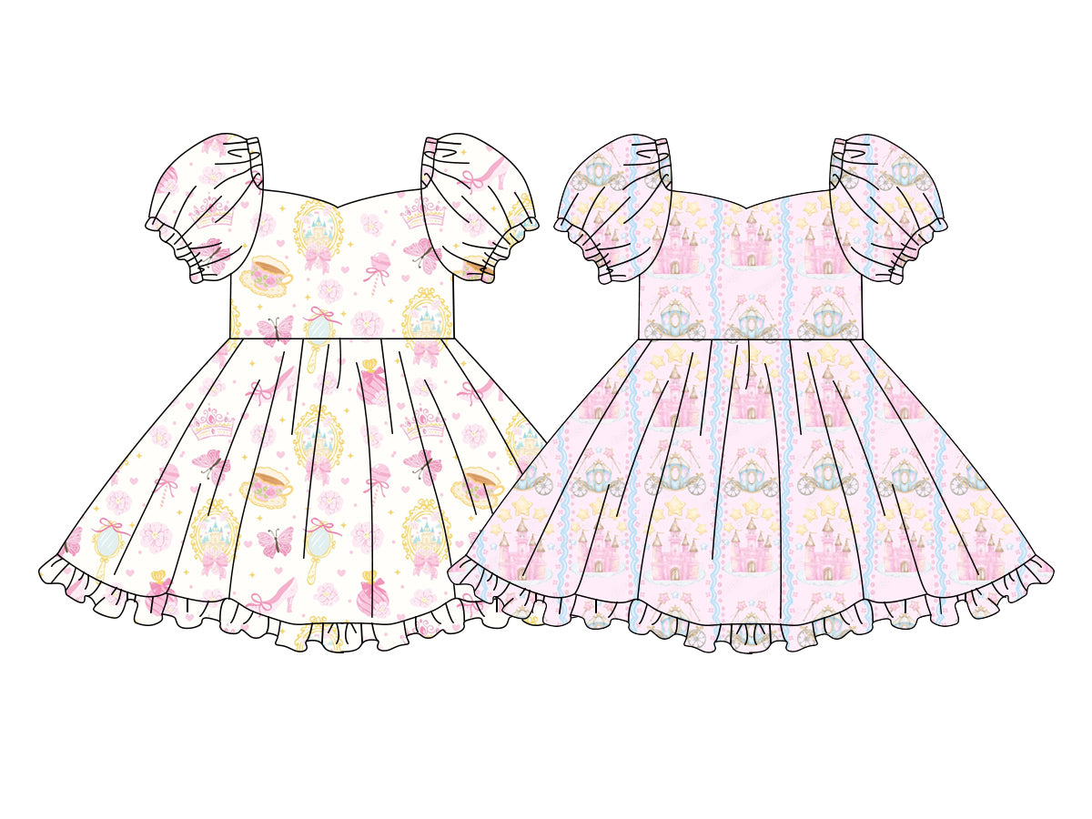 Custom moq 5 mix size Sibling Pink Short-Sleeved Dress for Baby Girl Cute And Fashionable Little Girl's Clothing