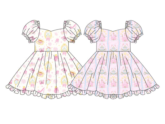 Custom moq 5 mix size Sibling Pink Short-Sleeved Dress for Baby Girl Cute And Fashionable Little Girl's Clothing
