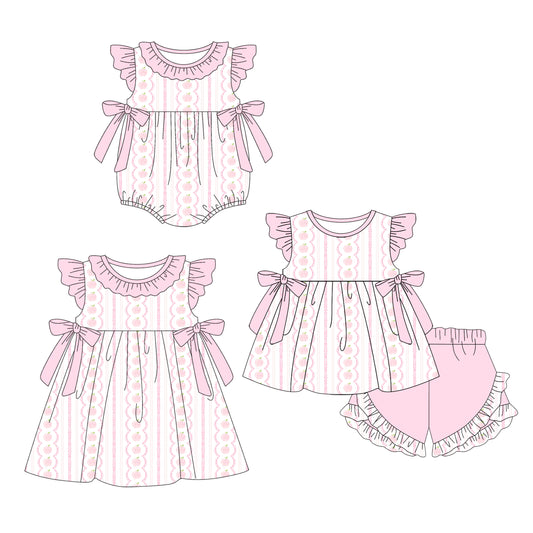 2.22 custom each style moq 5eta 4-6week Sibling Sisters baby girl short sleeve shorts sets and dress and rompers match family design