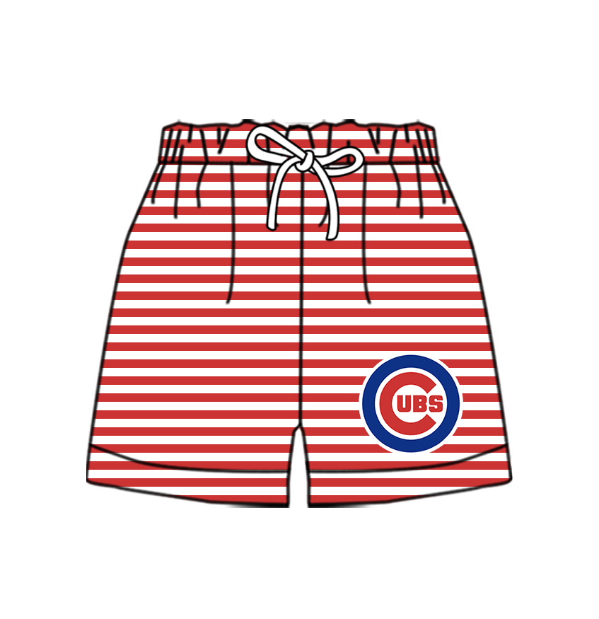 Custom moq 5 mix size milk silk summer teams Baby Red Striped Drawstring Shorts for Children Elastic Waist Kids Summer Shorts