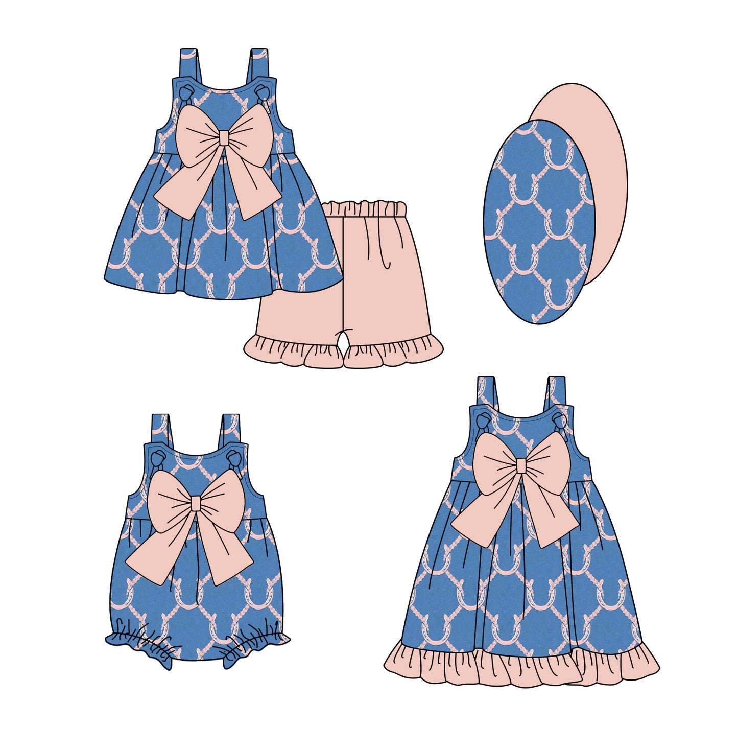 3.5 custom each style moq 5eta 4-6week Sibling Sisters baby girl short sleeve shorts sets and dress and rompers match family design