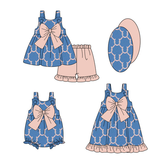 3.5 custom each style moq 5eta 4-6week Sibling Sisters baby girl short sleeve shorts sets and dress and rompers match family design