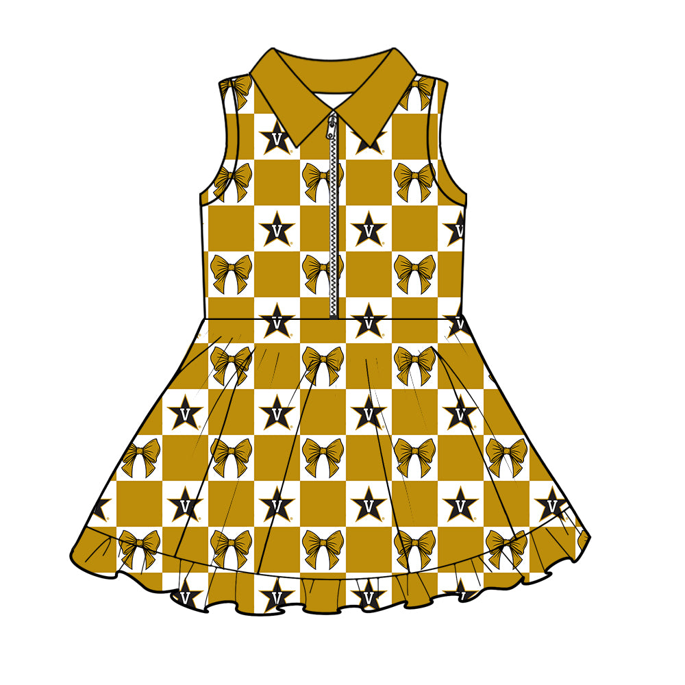 Custom moq 3 or 5 mix size milk silk summer teams baby girl clothes bow khaki sleeveless skirts sets 3 and dresss and shorts-26.1.20