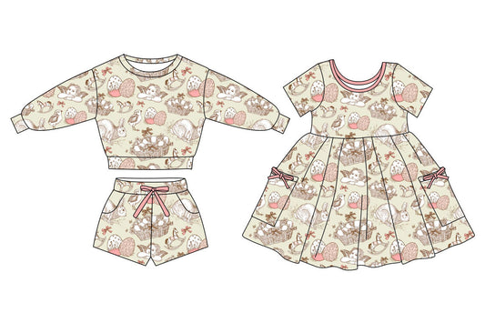 25.11.4 custom each style moq 5 eta 6-8week Sibling Sisters bow baby girl long sleeve shorts sets and dress match family design