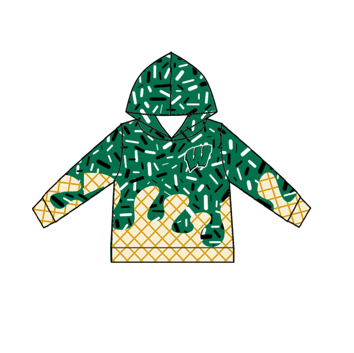 Custom moq 5 mix size milk silk baby girls clothes team green hooded long sleeve tops and skirt and dress and shorts 1 and shorts 2-25.7.5