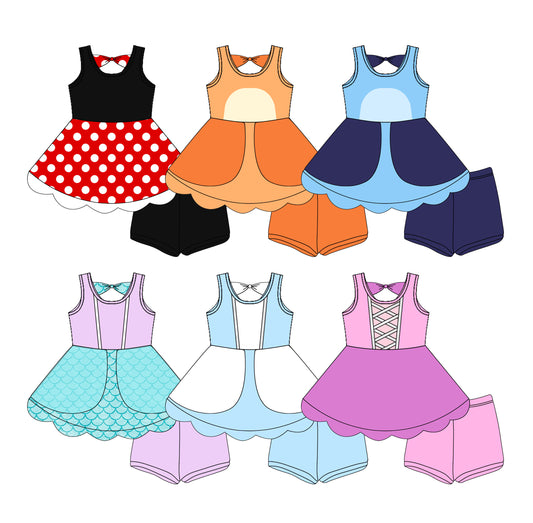 4.12 custom each style moq 5eta 4-6week Sibling Sister baby girls short sleeve set 1 and set 6 match design