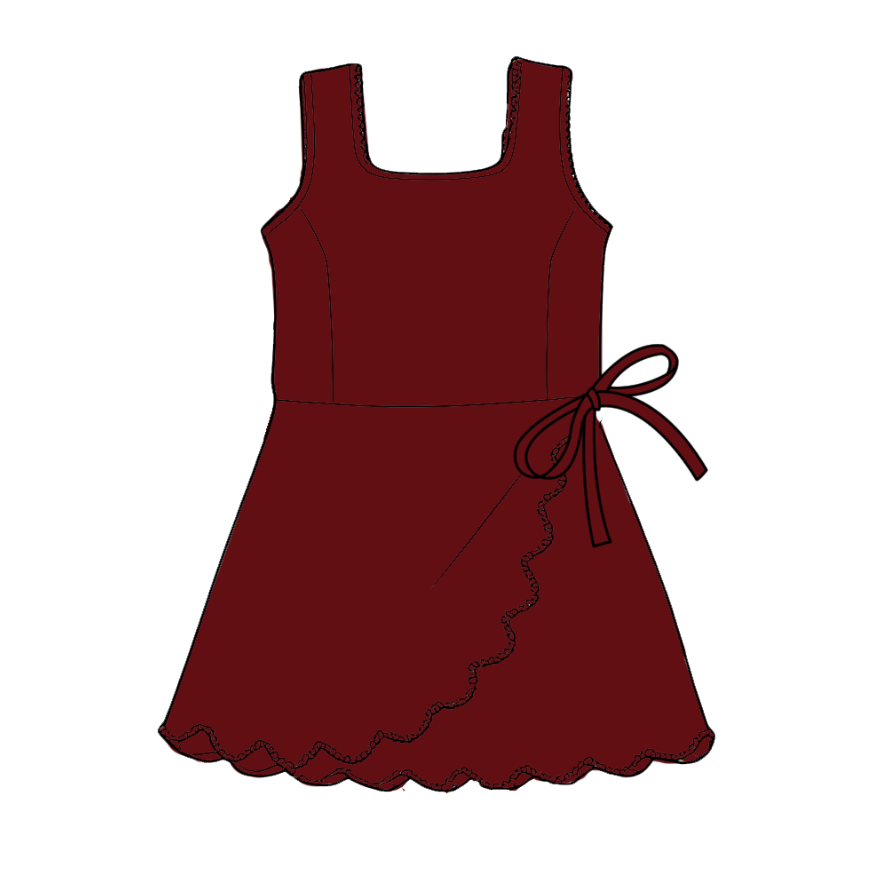 Custom moq 5 mix size milk silk summer teams Red Sleeveless Yoga Dress for Baby Girl Girls' Active Wear for Yoga