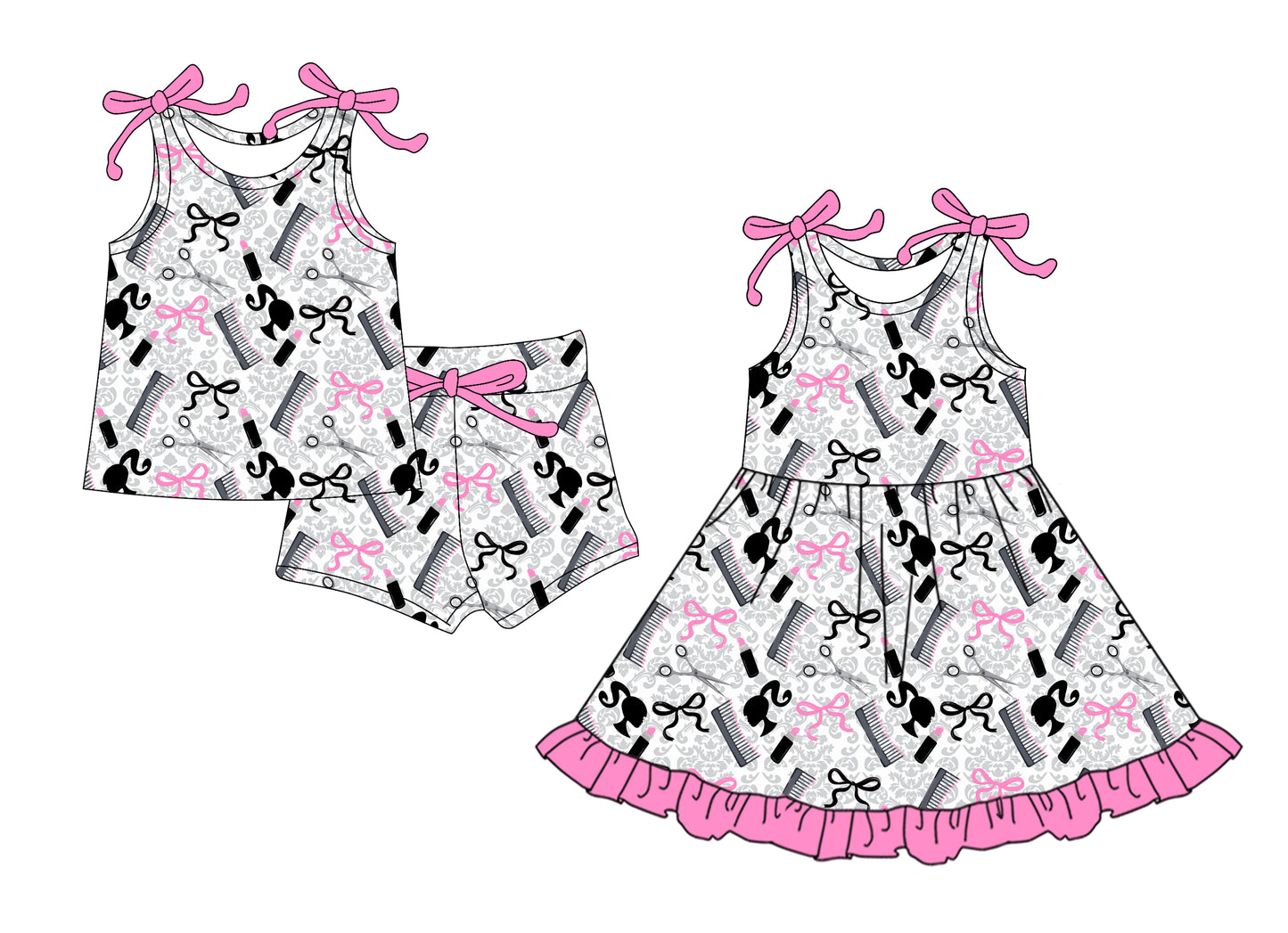 25.12.17 custom each style moq 5 eta 6-8week Sibling Sister bow baby short sleeve shorts sets and dress match design