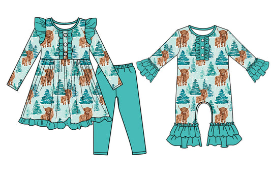 25.6.25 custom each style moq 5eta 4-6week Sibling Sisters Christmas baby girl long sleeve pants sets and rompers match family design