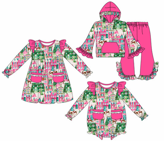 25.7.22 custom each style moq 5eta 4-6week Sibling Sisters Christmas baby girl long sleeve pants sets and dress and rompers match family design