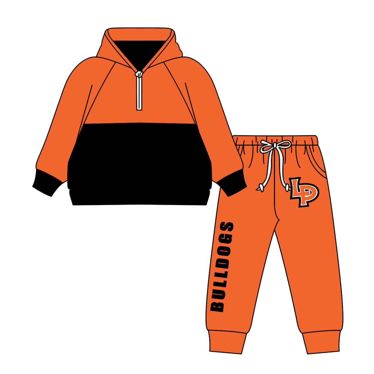 Custom moq 5 mix size milk silk summer teams baby girls clothes bow orange hooded long sleeve pants sets and boy sets and dress and hooded top and pant-25.8.15