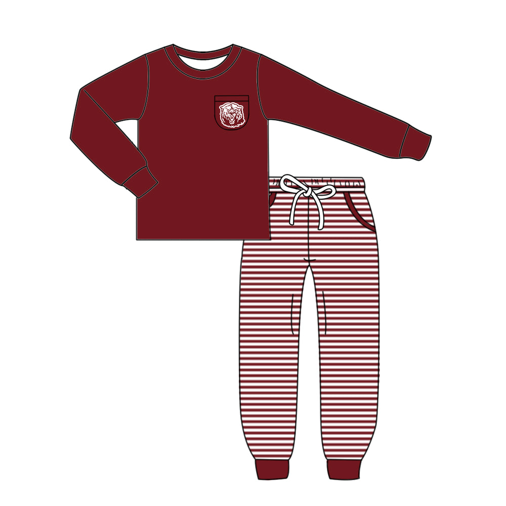Custom moq 5 mix size milk silk summer teams baby girls clothes bow brick red hooded long sleeve pants sets and boy sets and dress and hooded top and pant-25.8.14