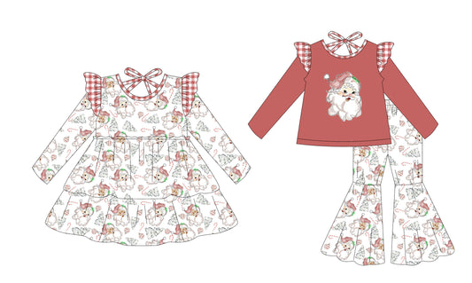 25.7.16 custom each style moq 5eta 4-6week Sibling Sisters Christmas baby girl long sleeve pants sets and dress match family design