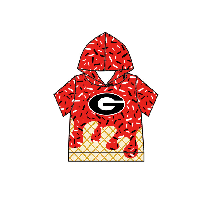 Custom summer teams baby girls clothes team red hooded long sleeve tops and short sleeve top and dress and pants and shorts-25.5.27