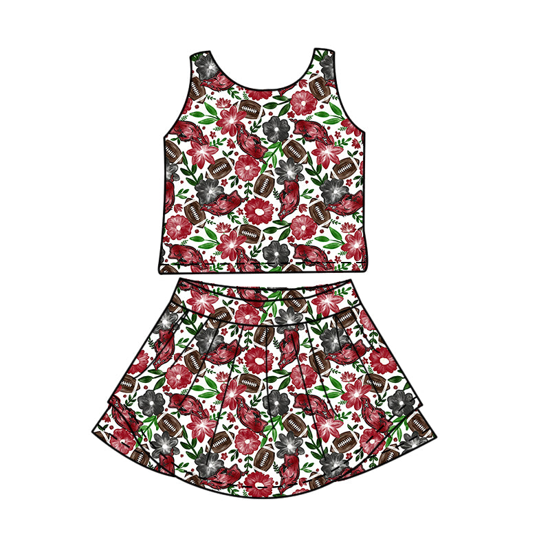 Custom moq 5 mix size milk silk summer teams Baby Girl Red Sleeveless Top And Shorts Set Sleeveless Skirt Set Yoga Dress Romper
