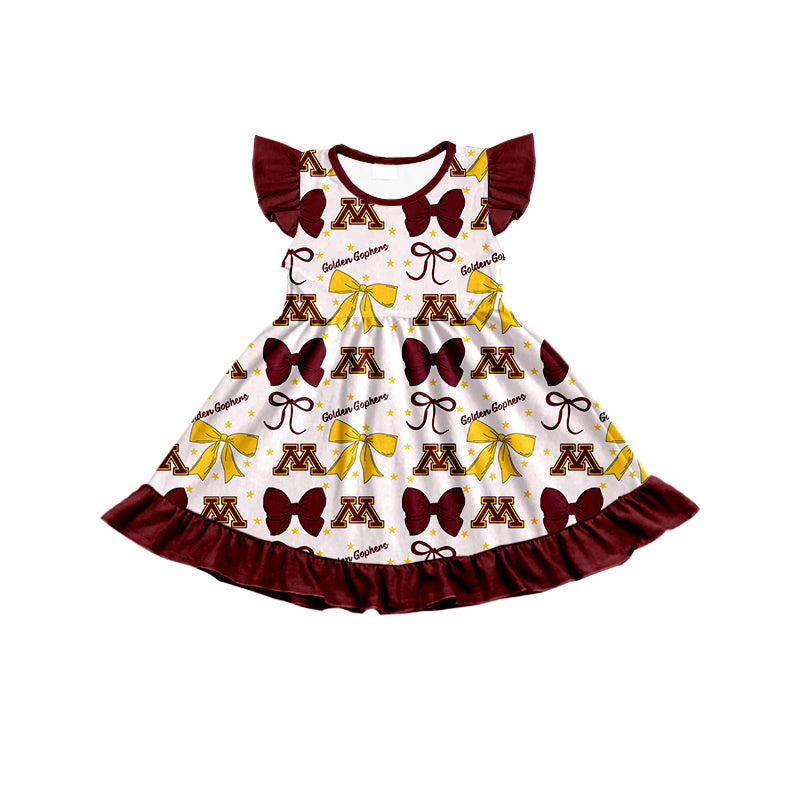 Custom moq 5 mix size milk silk summer teams baby girls clothes team bow brick red sleeveless skirts sets and dress 1 and dress 2 and dress 3-25.6.26