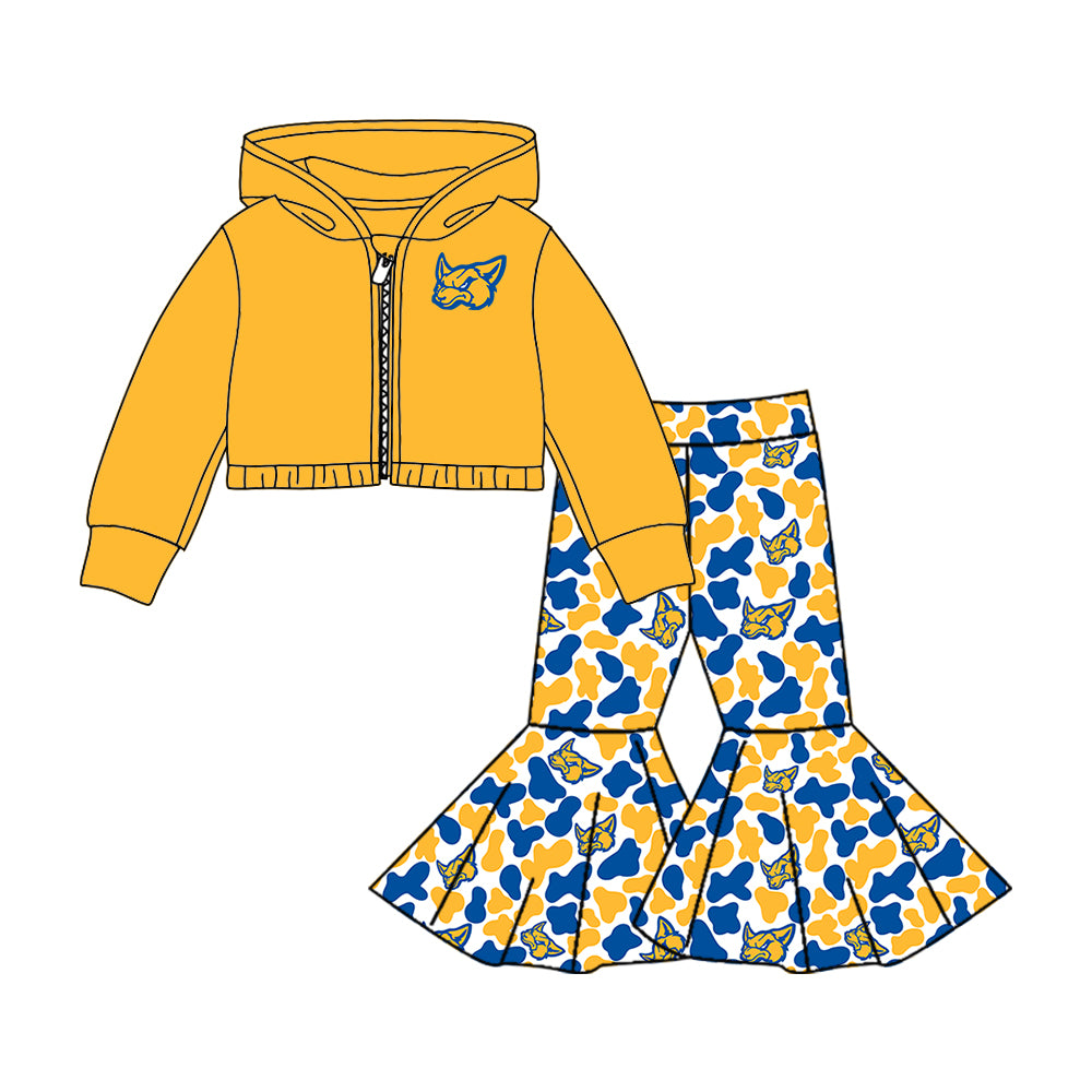 Custom moq 5 mix size milk silk summer teams baby girls clothes camouflage yellow hooded long sleeve pants sets and skirts sets and dress and jumpsuit and top-25.8.6